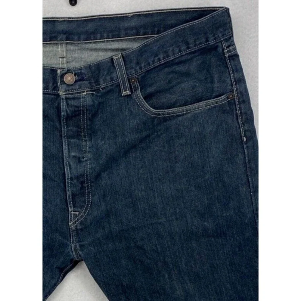 Levis 501 Original Fit Jeans Mens 38x30 Dark Wash Straight Leg 100% Cotton Blue